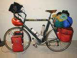 Bicycle packed for a year on the road.